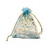 Ozdobne woreczki SERCE ORGANZA 7x9 cm NIEBIESKIE